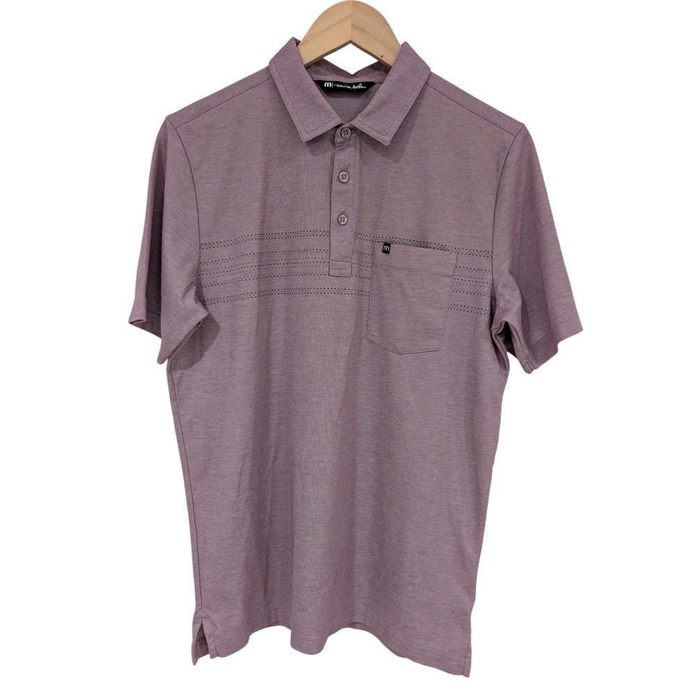 Travis Mathew Mens Mauve Pink Heathered Pima Cotton Blend Golf Polo Shirt Size M